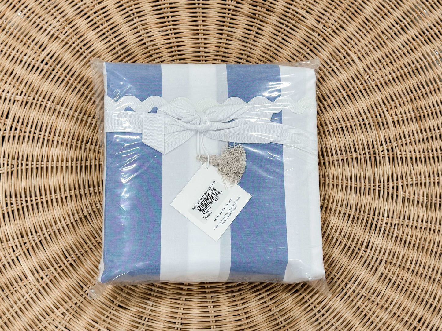 Beach Club Stripe Percale Duvet Cover-French Blue