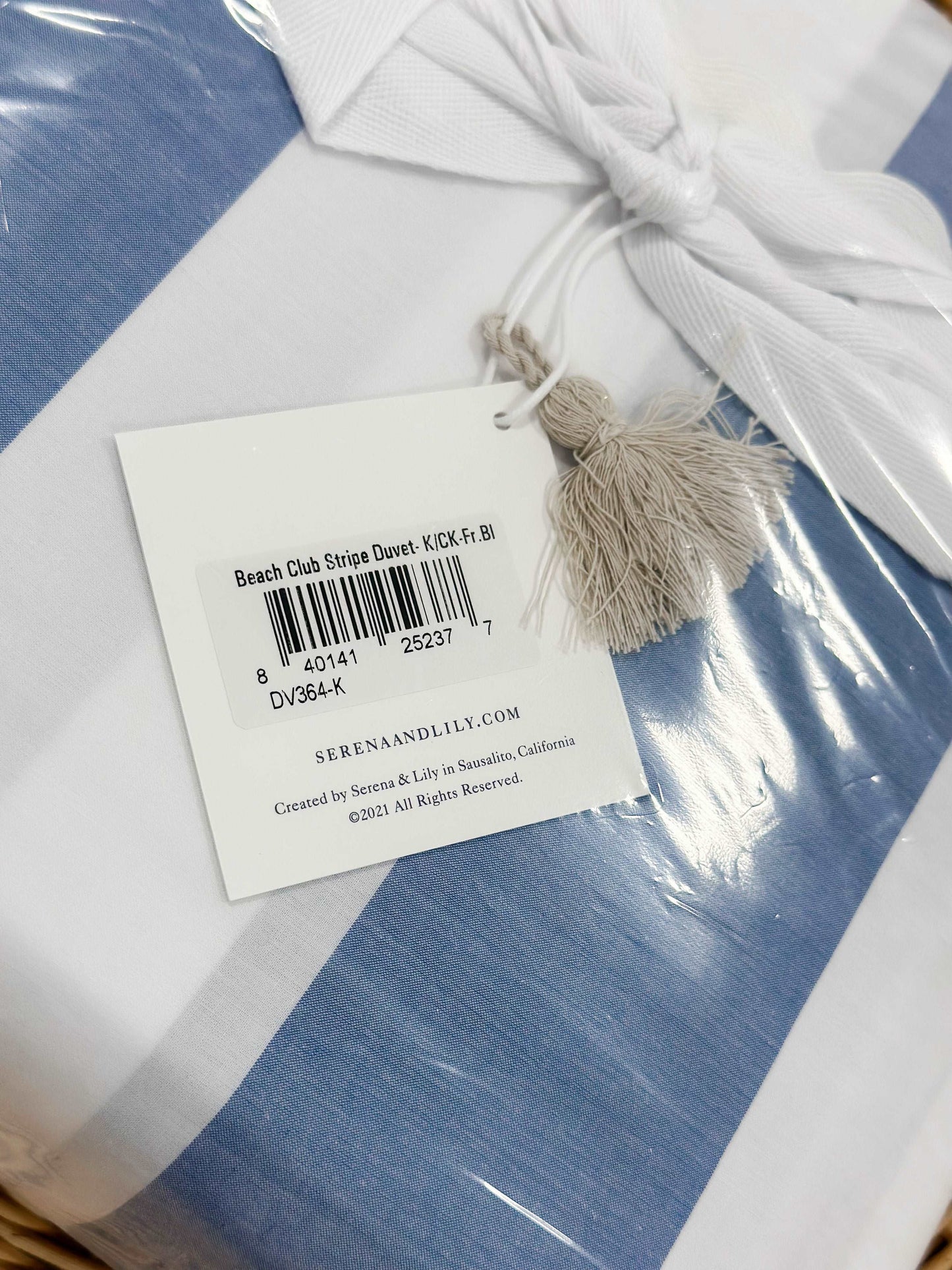 Beach Club Stripe Percale Duvet Cover-French Blue