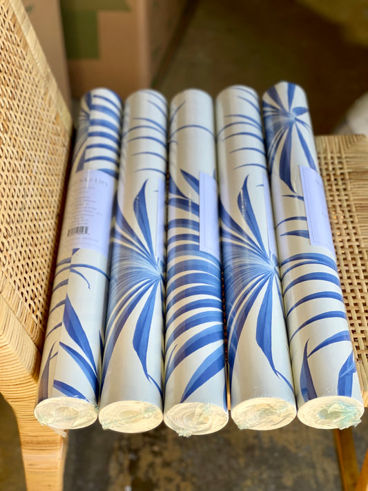 Serena & Lily Island Palm Wallpaper-French Blue - The Home Decor Outlet