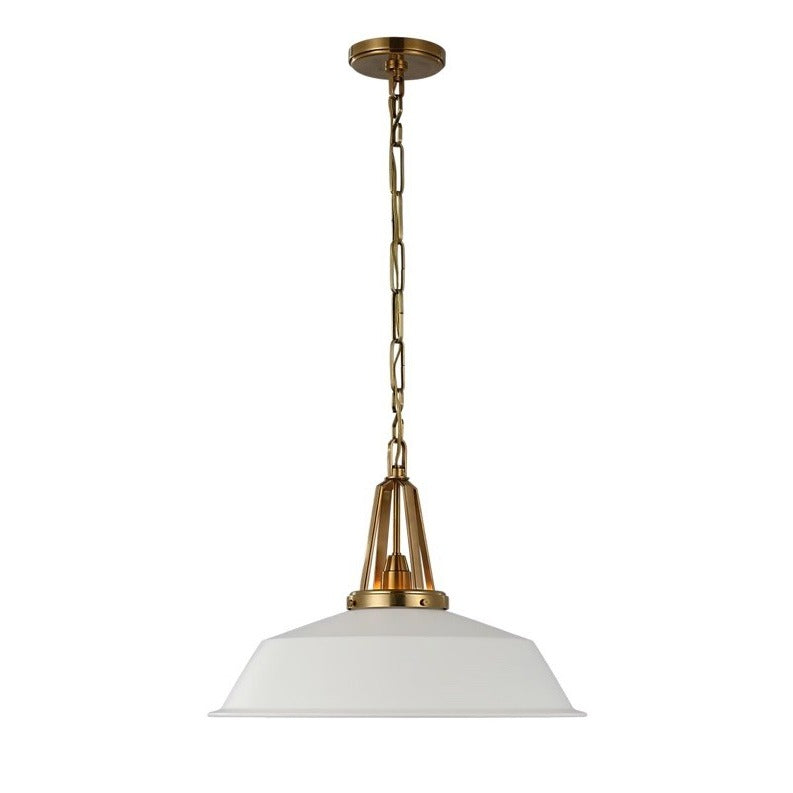 Lenox Pendant (14” DIAM)-Antique Burnished Brass/Matte White Shade