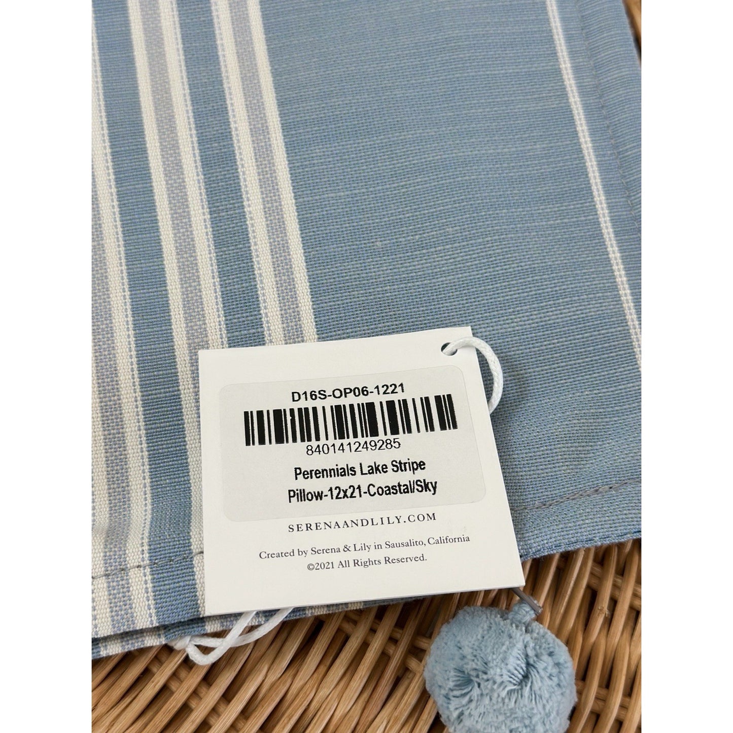 NEW Serena & Lily Perennials Lake Stripe Pillow Cover (12”x21”)-Coastal/Sky Blue - The Home Decor Outlet