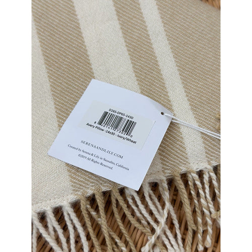Avery Alpaca Pillow Cover (14”x30”)-Ivory Beige/Wheat Brown