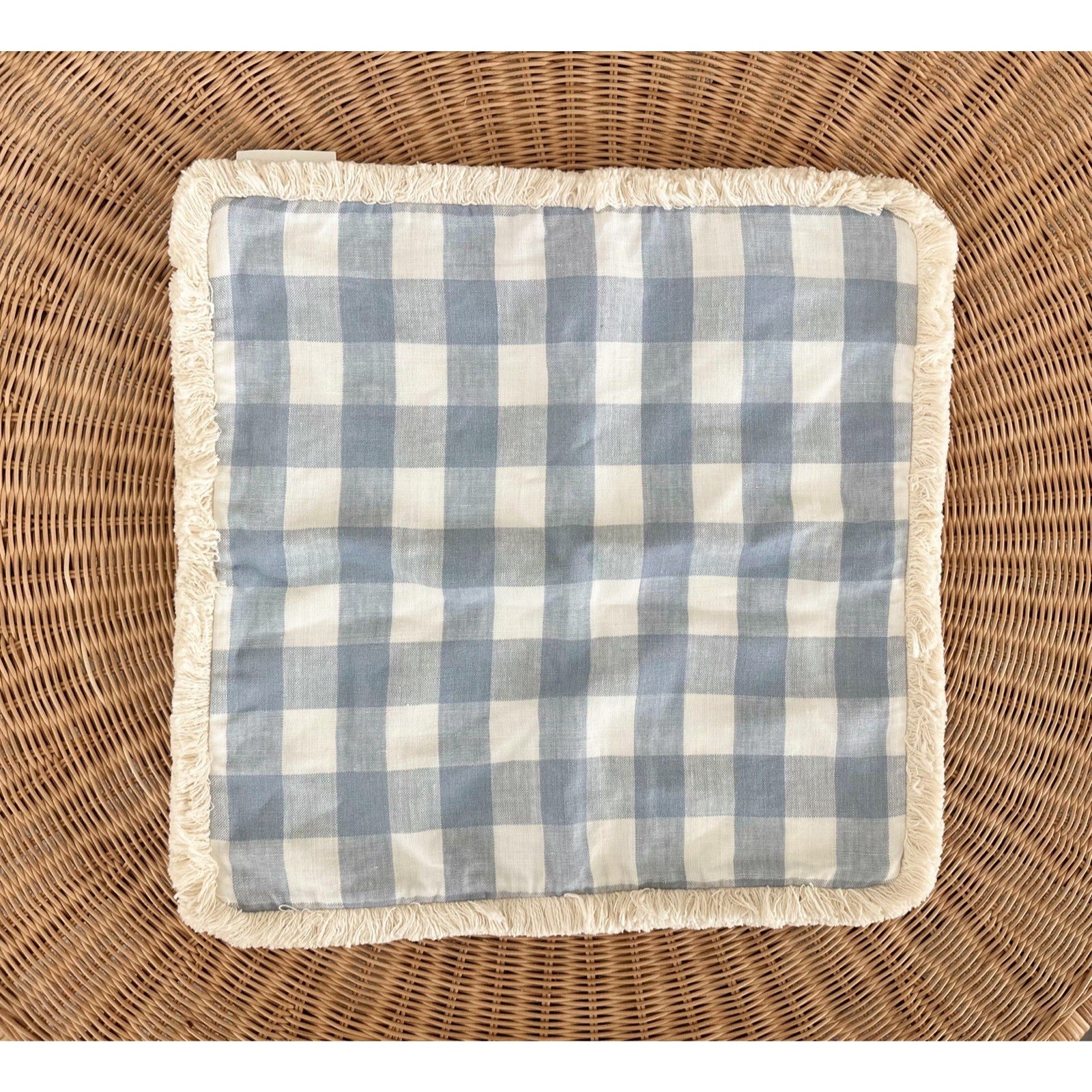 Classic Linen Gingham Pillow Cover (20” SQ)-Coastal Blue - The Home Decor Outlet