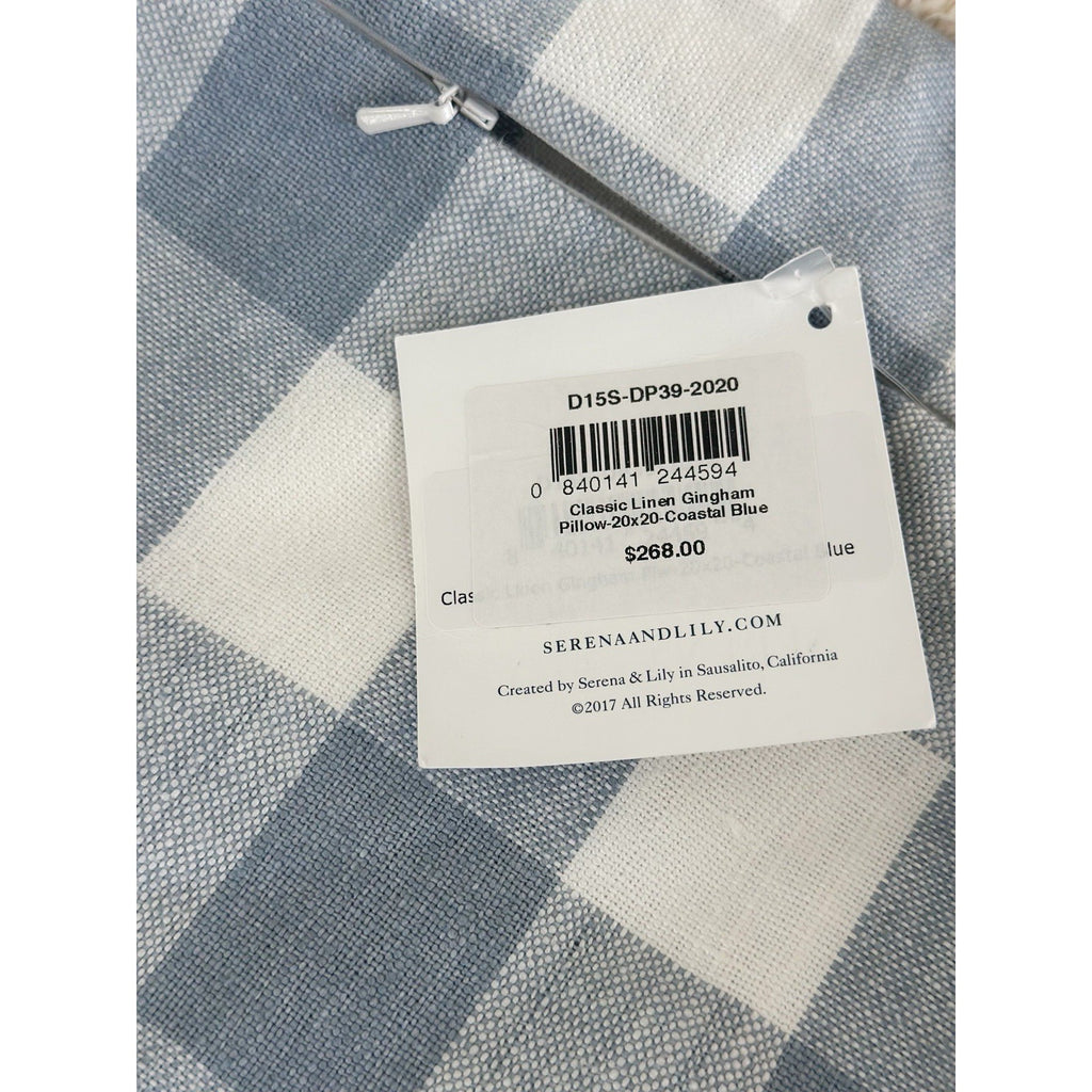 Classic Linen Gingham Pillow Cover (20” SQ)-Coastal Blue - The Home Decor Outlet
