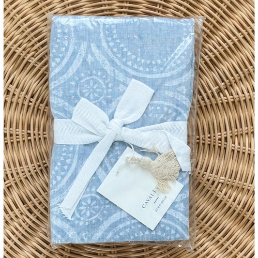 Cavallo Tile Linen Euro Pillow Sham-Blue Chambray - The Home Decor Outlet