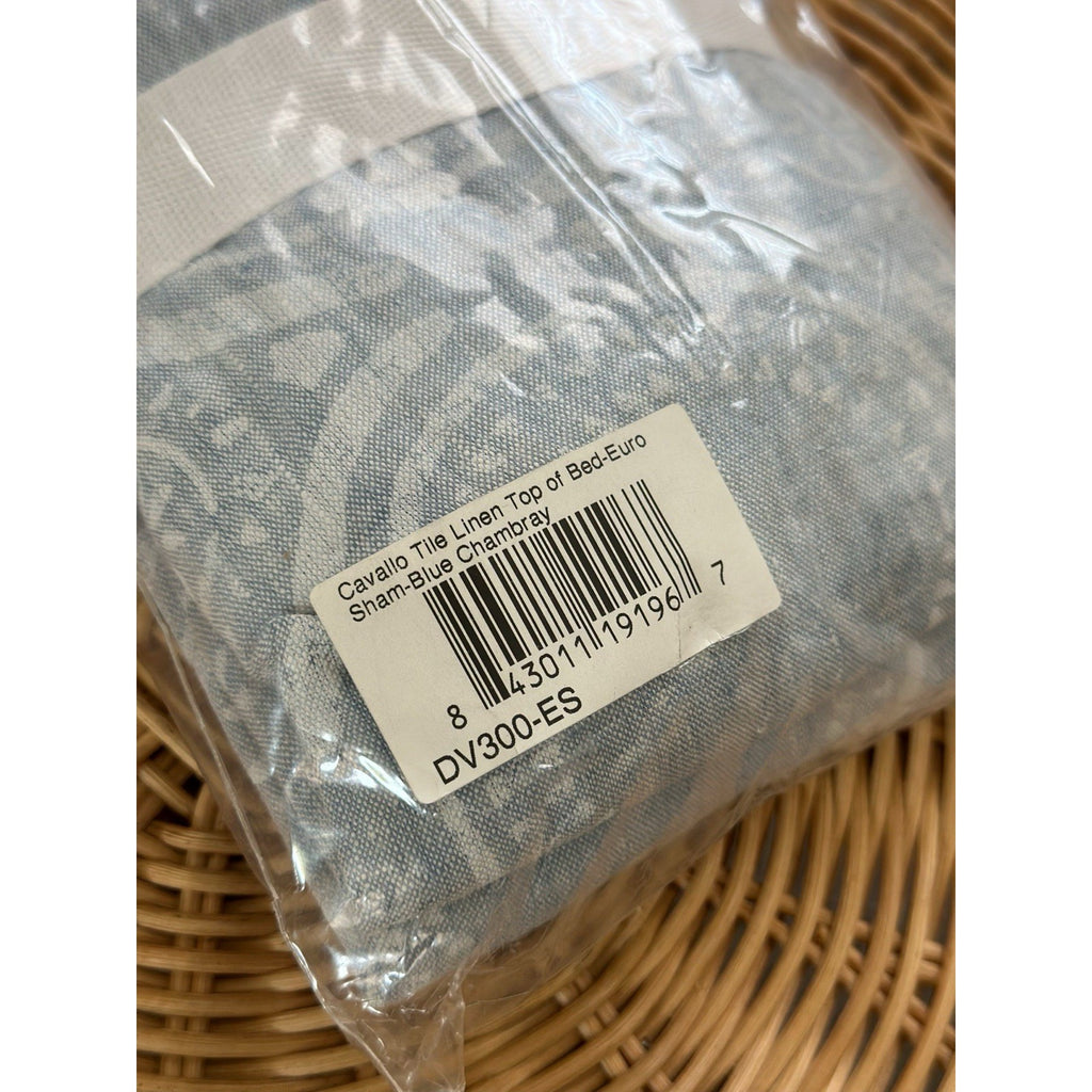 Cavallo Tile Linen Euro Pillow Sham-Blue Chambray - The Home Decor Outlet