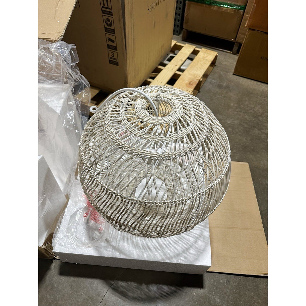 Summerland Outdoor Round Pendant (20” DIAM)-Driftwood White