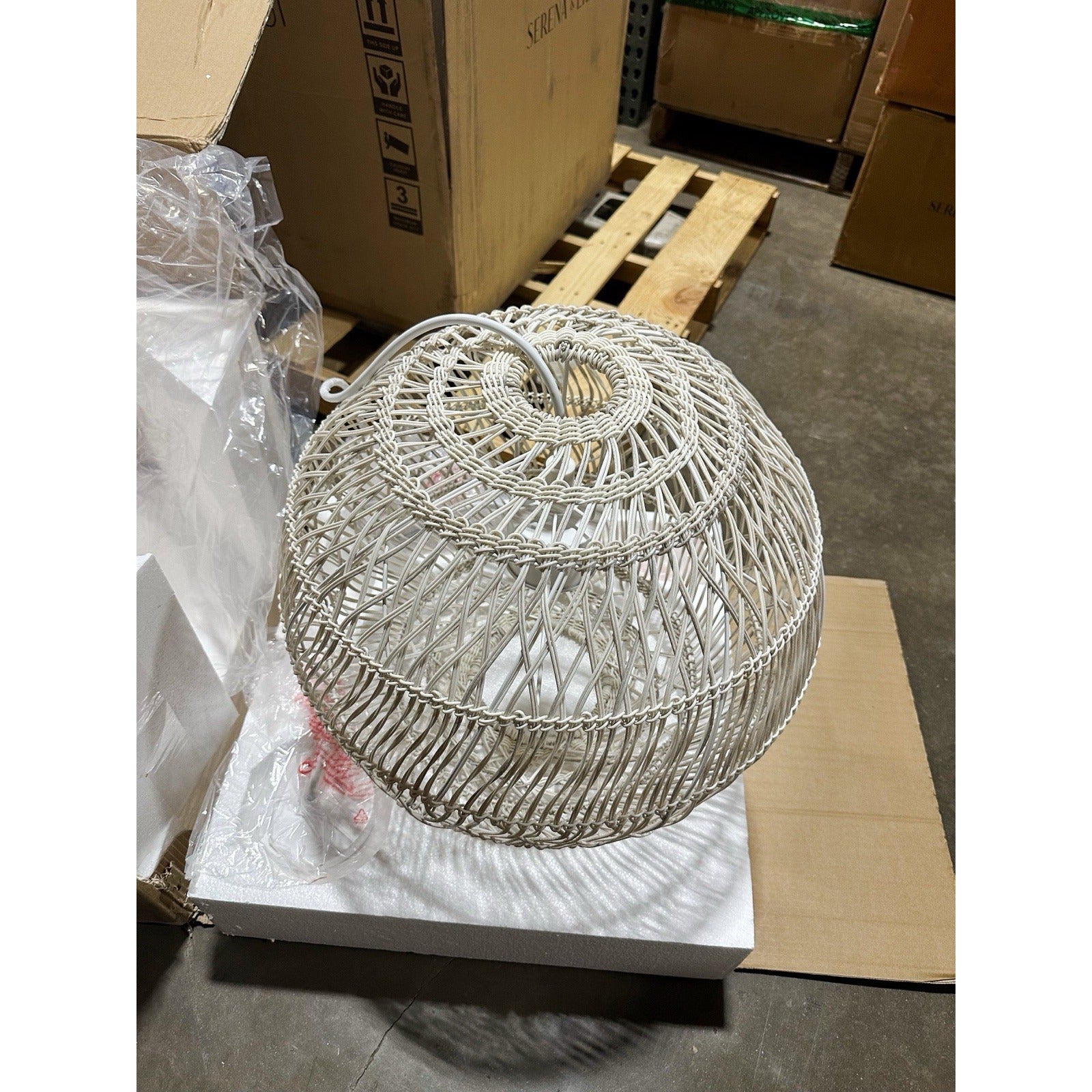 Summerland Outdoor Round Pendant (20” DIAM)-Driftwood White