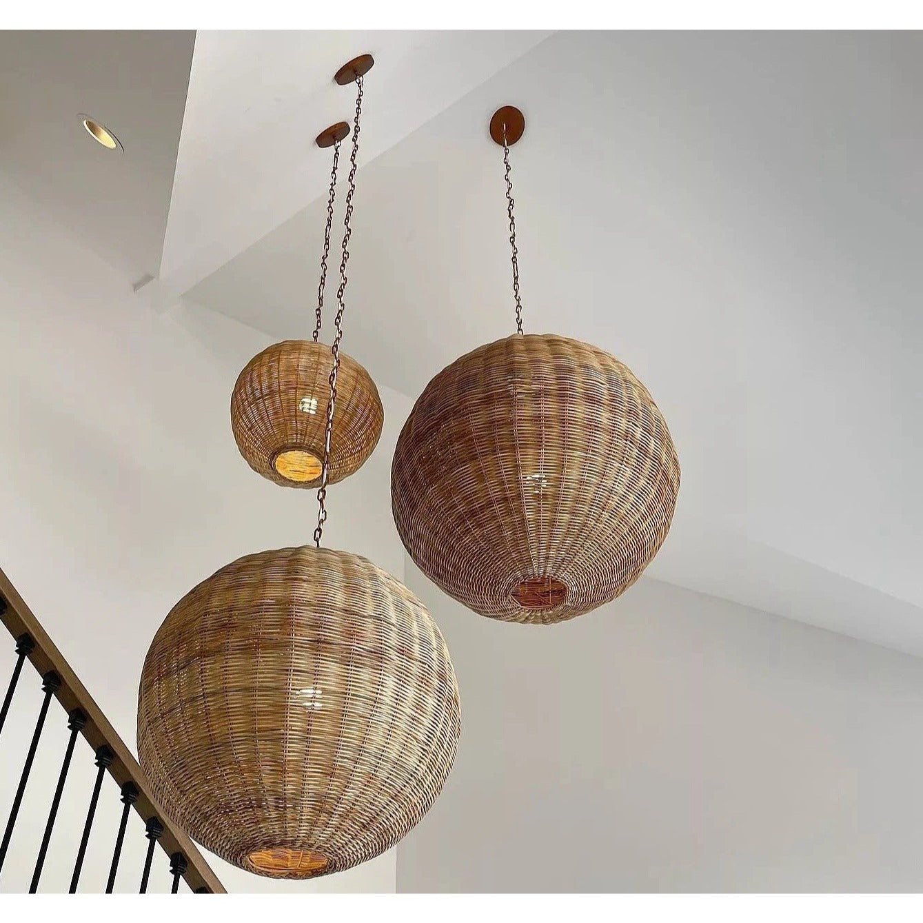 Santa Barbara Rattan Round Pendant (26” DIAM)-Natural Brown