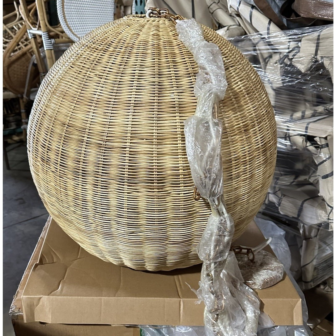 Santa Barbara Rattan Round Pendant (26” DIAM)-Natural Brown