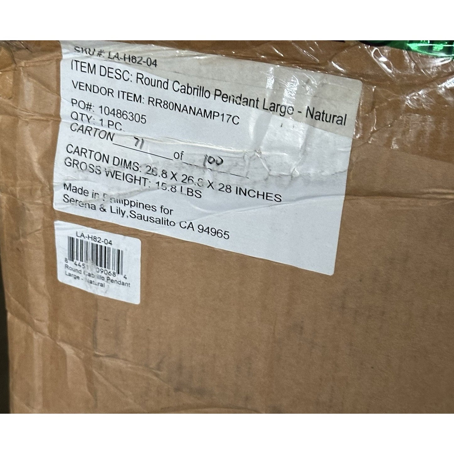 Santa Barbara Rattan Round Pendant (26” DIAM)-Natural Brown