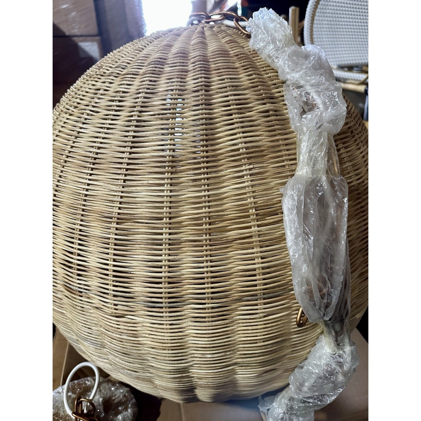 Santa Barbara Rattan Round Pendant (26” DIAM)-Natural Brown