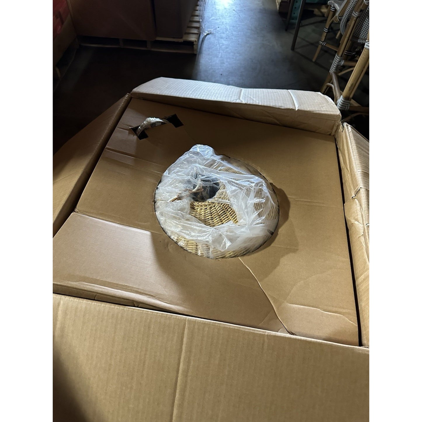 Santa Barbara Rattan Round Pendant (26” DIAM)-Natural Brown