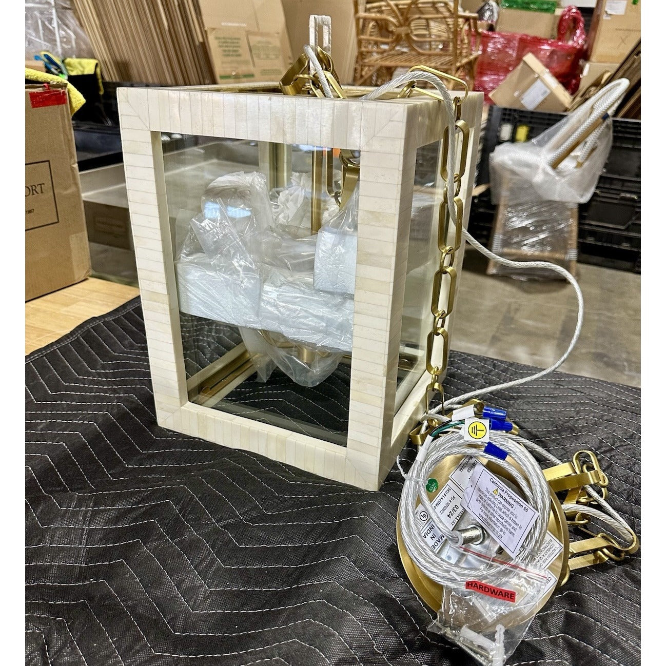 Greenport Lantern-Beige/Brass