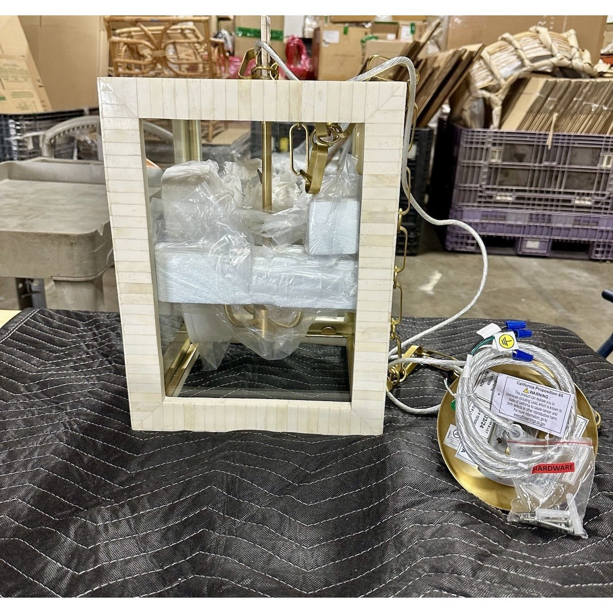 Greenport Lantern-Beige/Brass