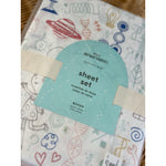 West Elm Kids Ada Twist Scientist Doodle 4 PC Queen Sheet Set-Multicolor
