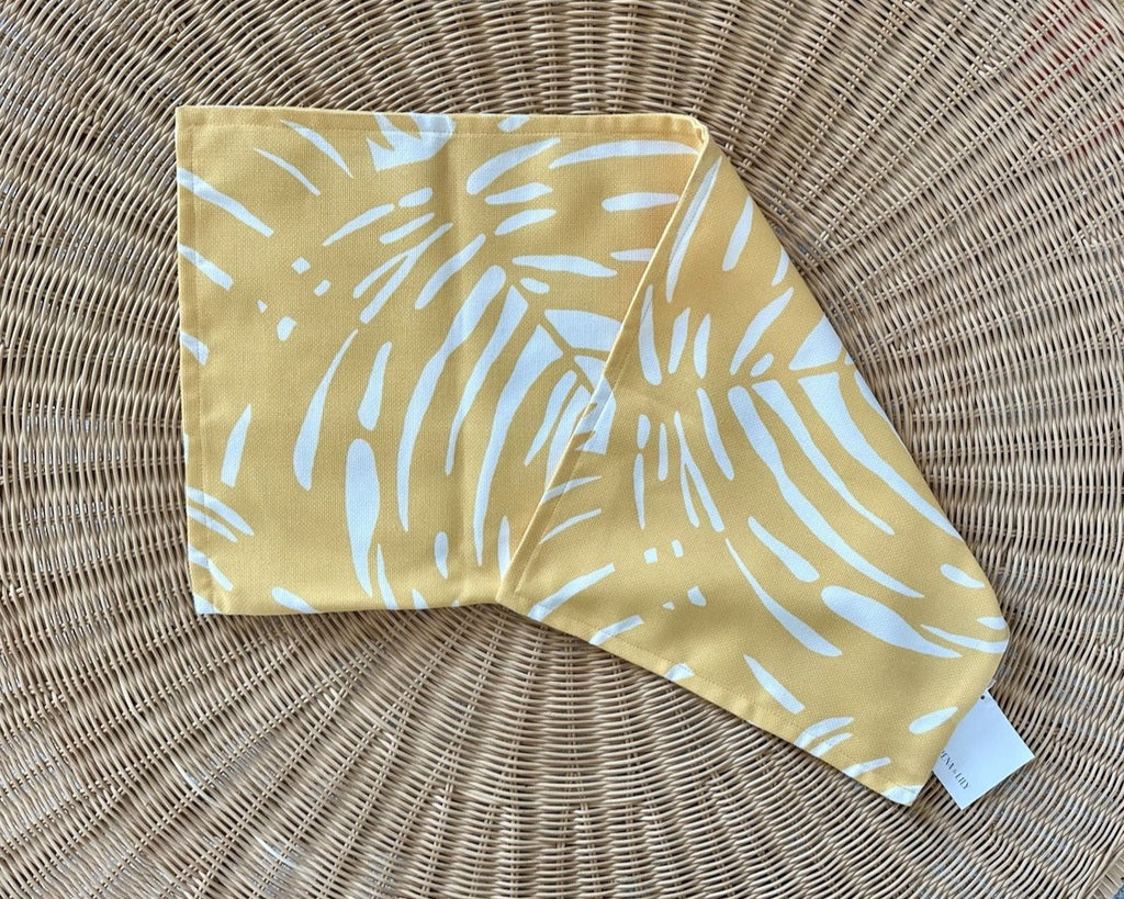 Palm Pillow Cover (14”x30”)-Sunflower Yellow/White