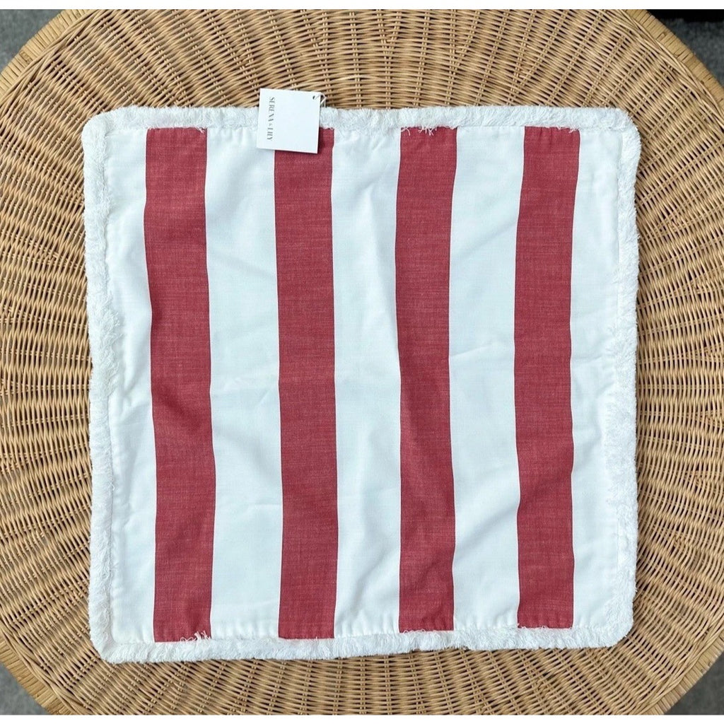 Perennials Harbor Stripe Pillow Cover (24” SQ)-Lobster Red