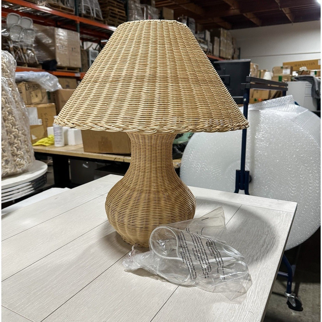 Worthing Rattan Wicker Weave Table Lamp (Small)-Natural Brown