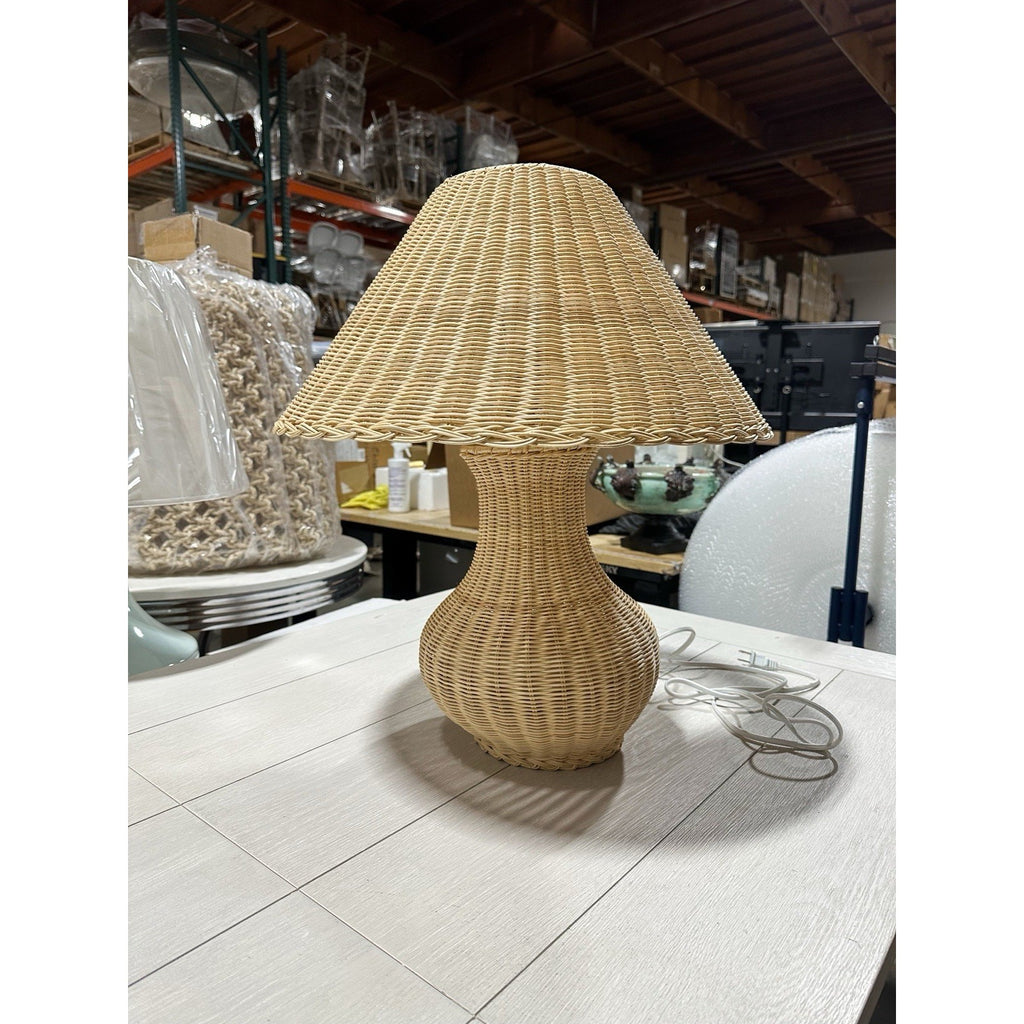 Worthing Rattan Wicker Weave Table Lamp (Small)-Natural Brown