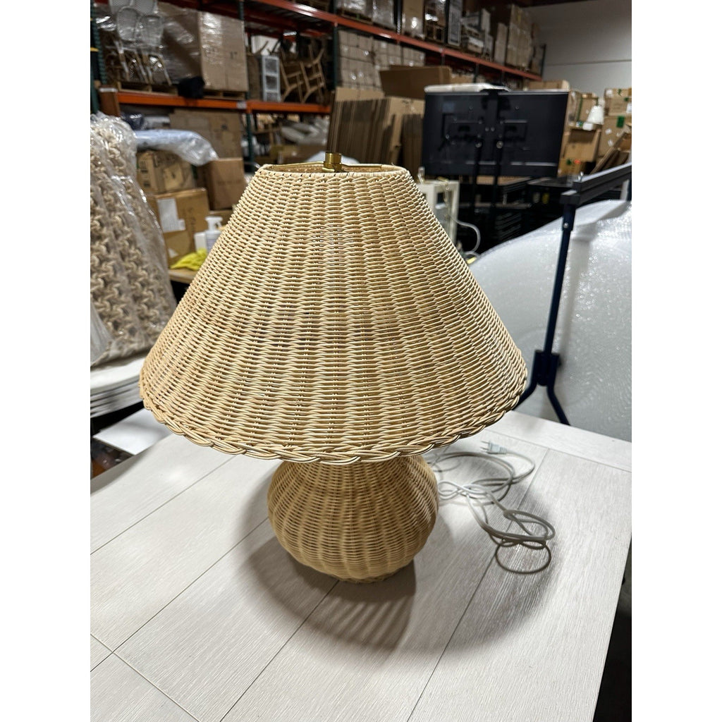 Worthing Rattan Wicker Weave Table Lamp (Small)-Natural Brown