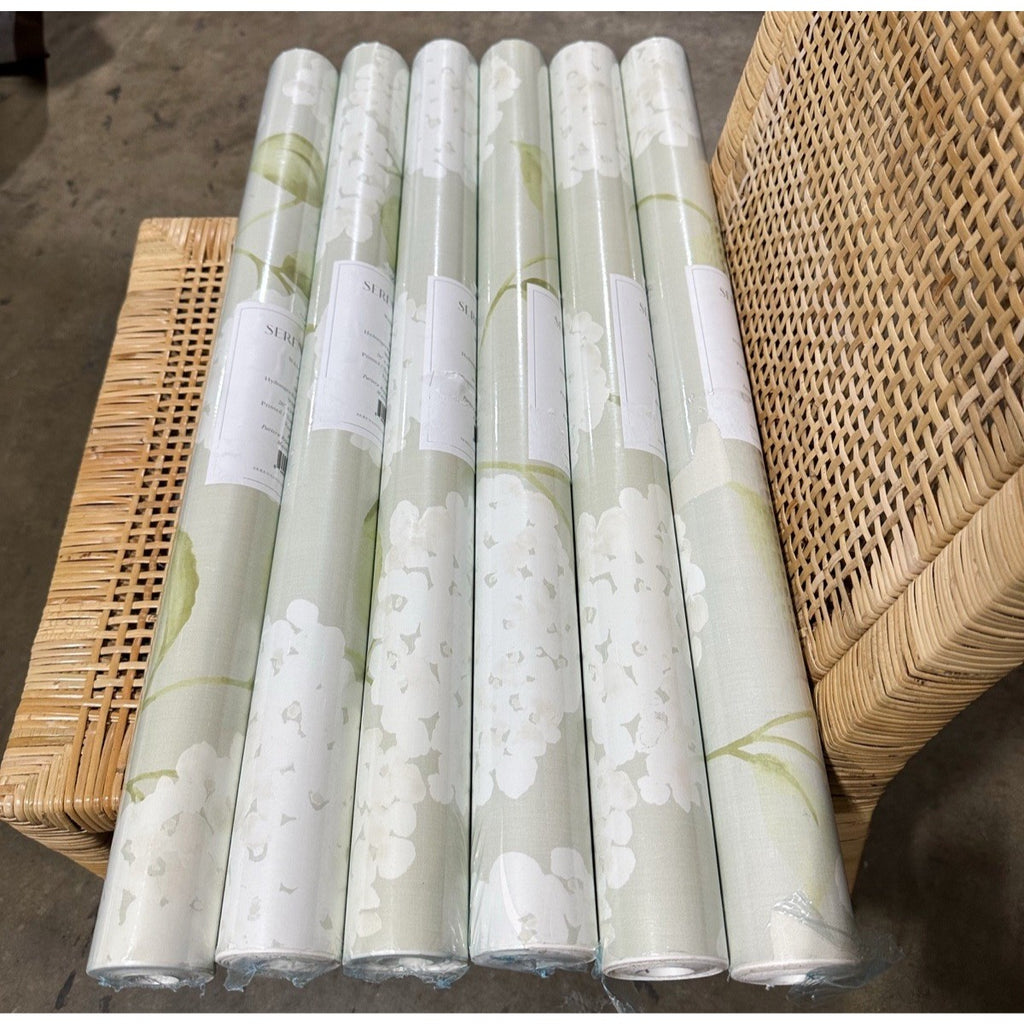 Hydrangea Removable/Peel & Stick Wallpaper-Seaglass Green
