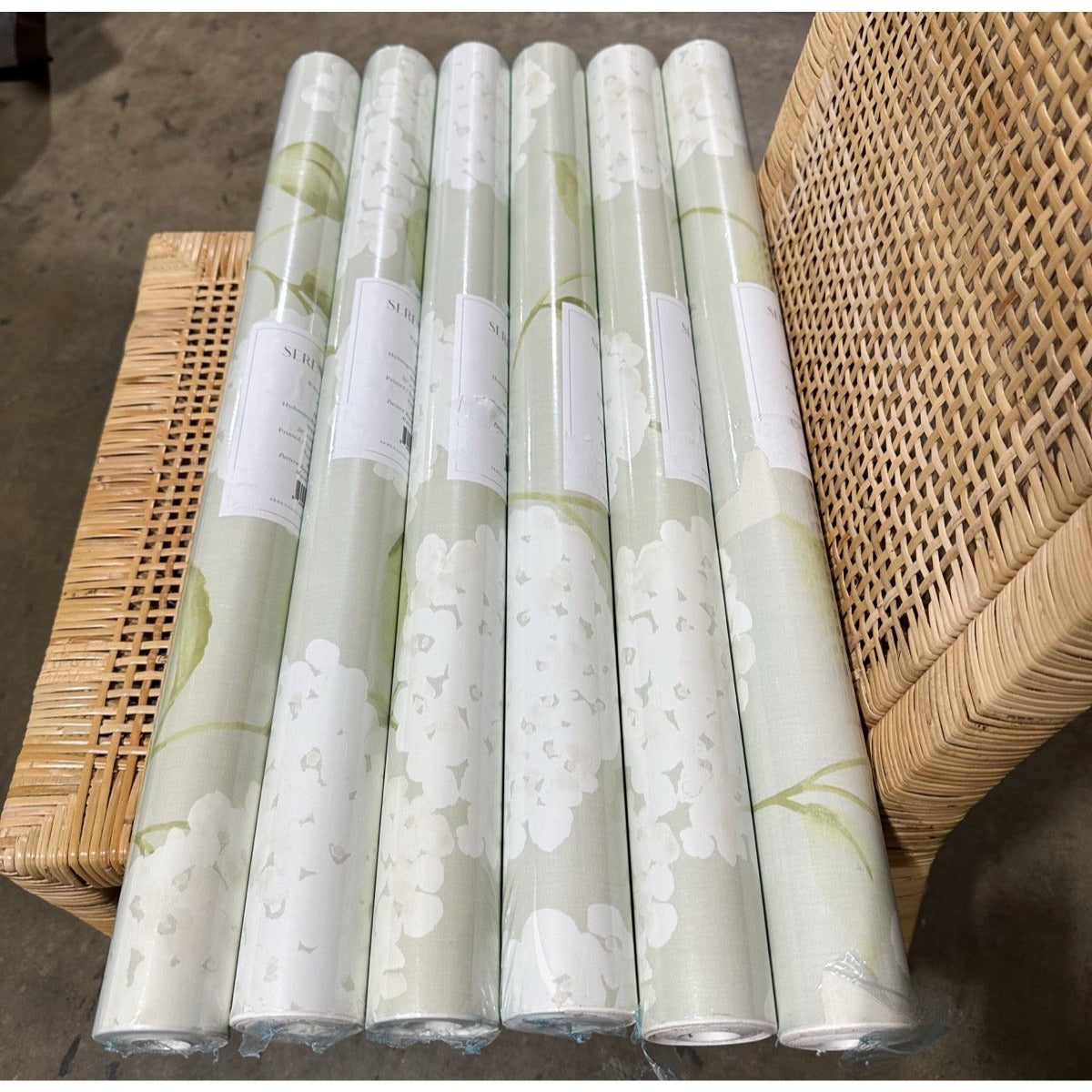 Hydrangea Removable/Peel & Stick Wallpaper-Seaglass Green