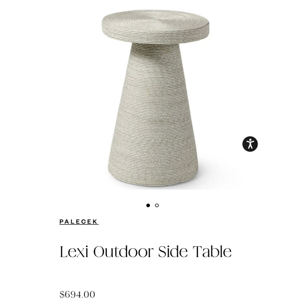 PALECEK Lexi Outdoor Designer Coastal Side Table-Warm Grey