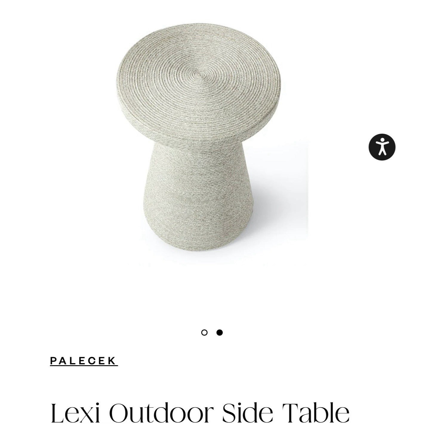 PALECEK Lexi Outdoor Designer Coastal Side Table-Warm Grey