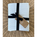 West Elm Printed Pinstripe Coastal 4 Piece King Sheet Set-Marina Blue