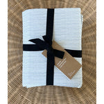 West Elm Printed Pinstripe Coastal 4 Piece King Sheet Set-Marina Blue