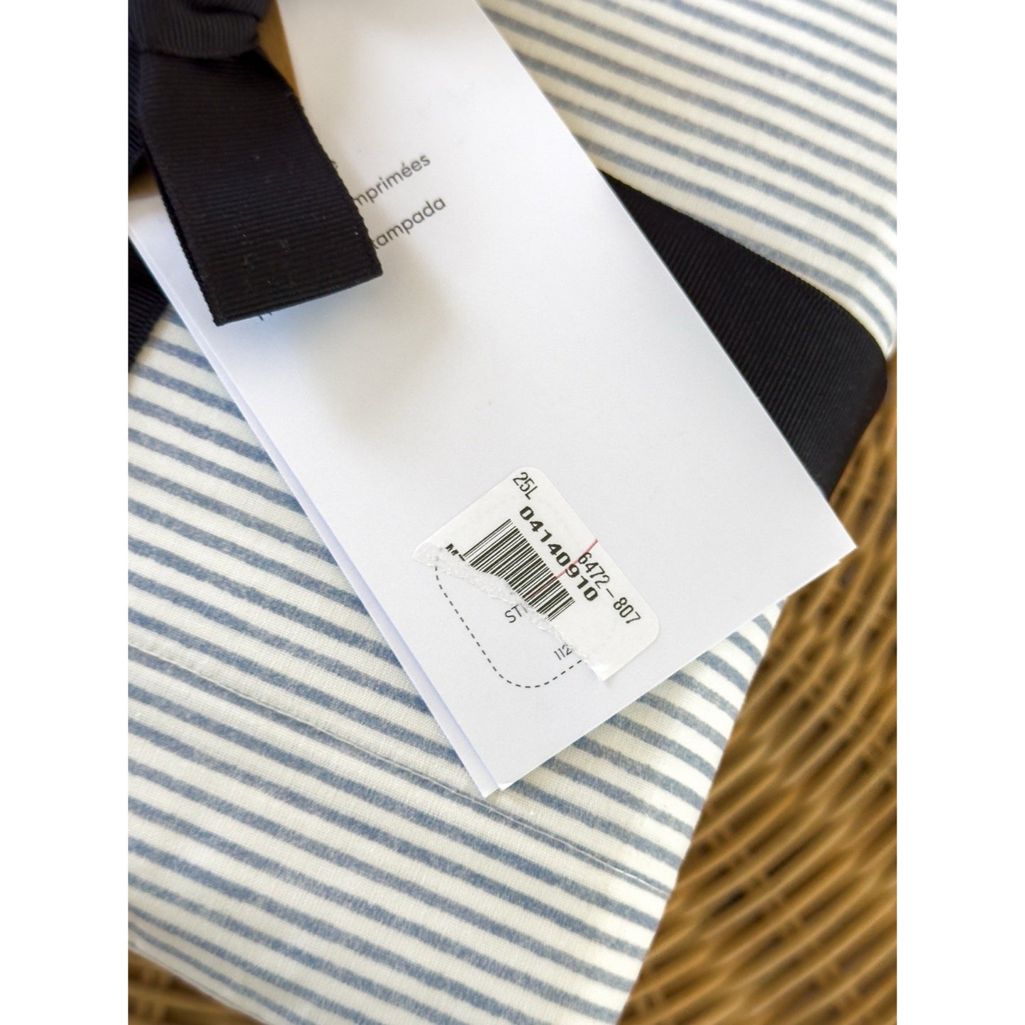 West Elm Printed Pinstripe Coastal 4 Piece King Sheet Set-Marina Blue