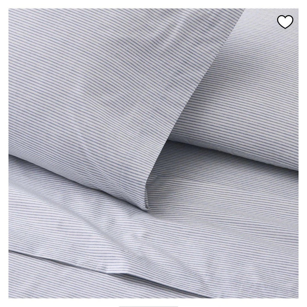 West Elm Printed Pinstripe Coastal 4 Piece King Sheet Set-Marina Blue