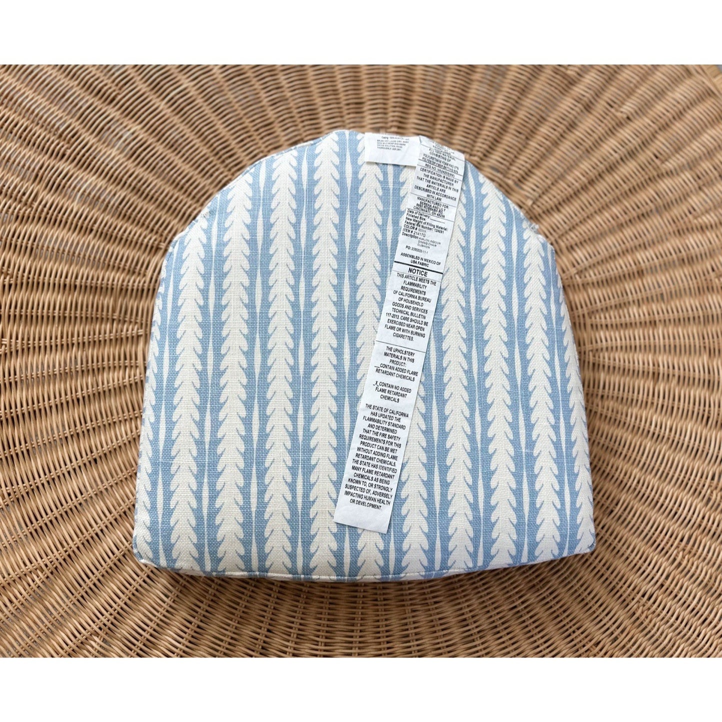 Avalon Indoor Rattan Dining Chair Cushion-Oceana Coastal Blue