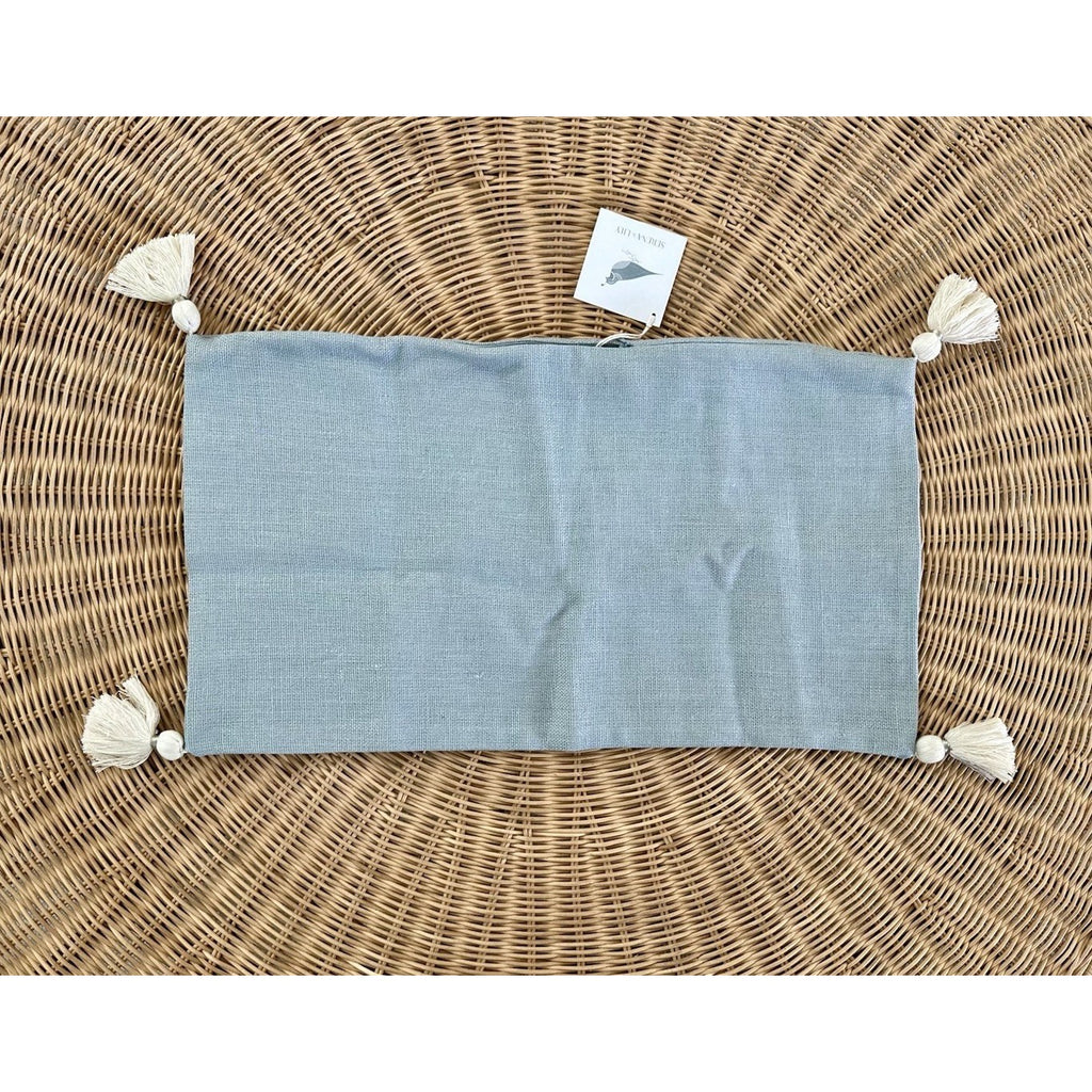 Eva Tassel Pillow Cover (12”x21”)-Bay Blue - The Home Decor Outlet