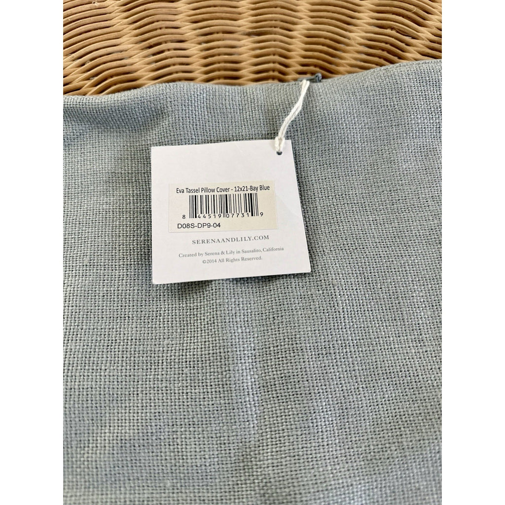 Eva Tassel Pillow Cover (12”x21”)-Bay Blue - The Home Decor Outlet