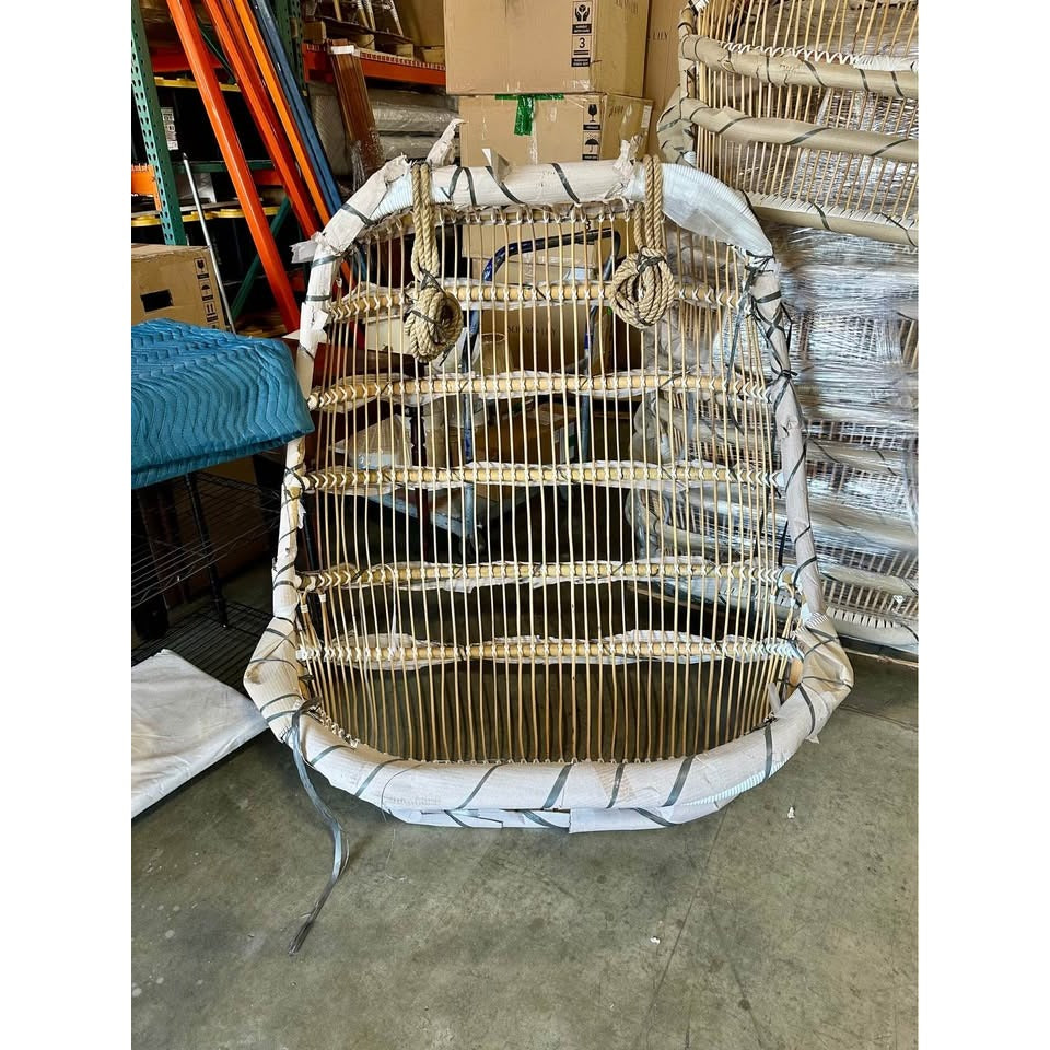 Double Hanging Rattan Swing-Natural Brown