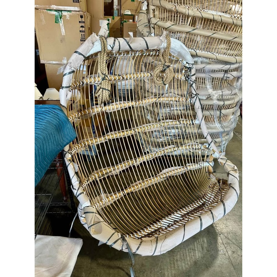 Double Hanging Rattan Swing-Natural Brown