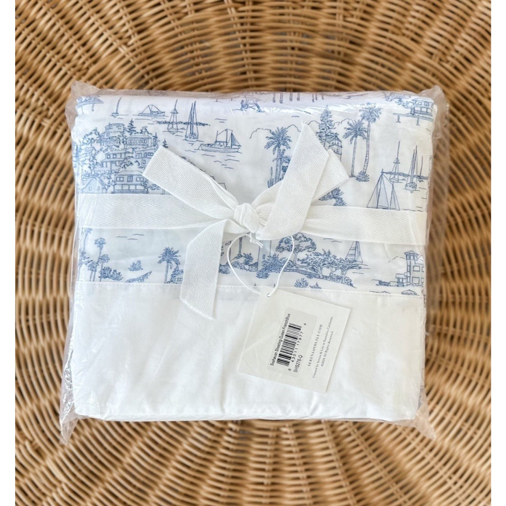 Seahaven Coastal Toile Queen 4 Pc Sheet Set-French Blue