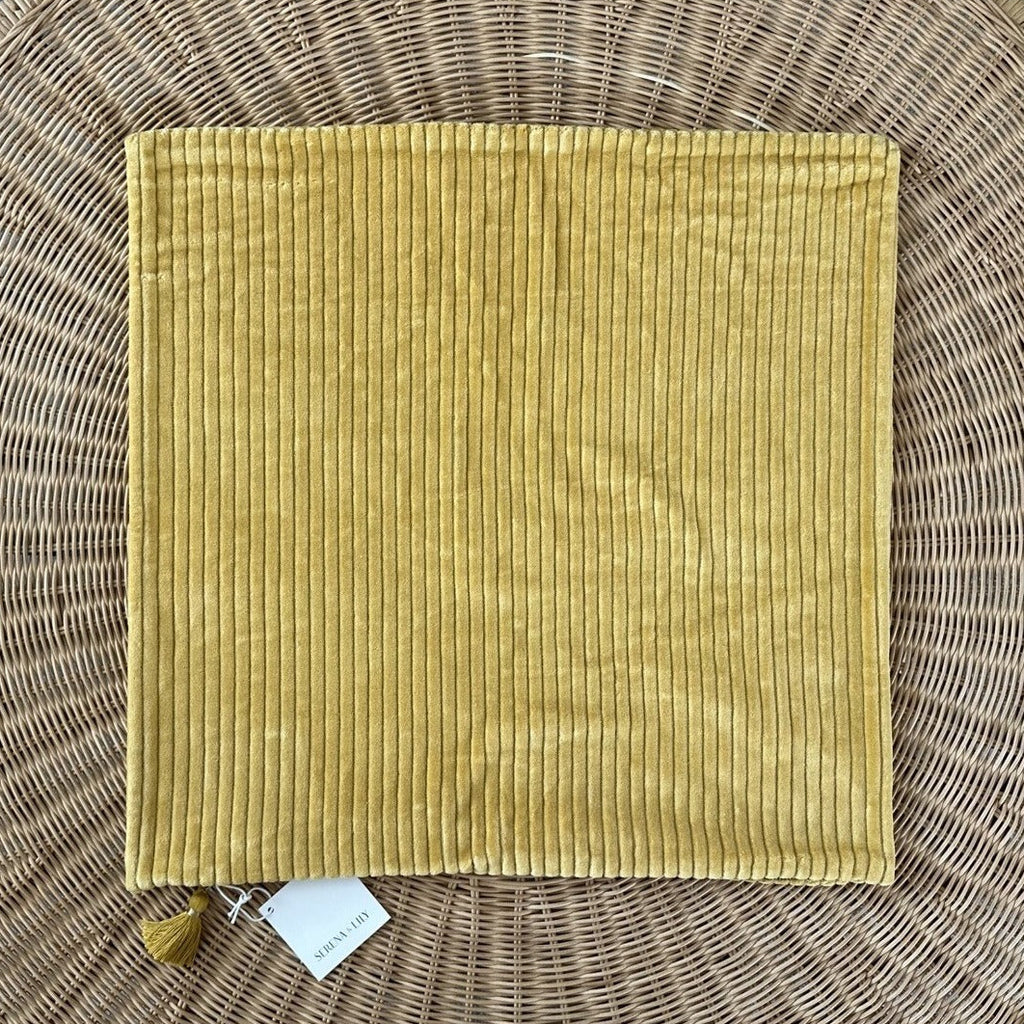 Corduroy Pillow Cover (22” SQ)-Ochre Yellow