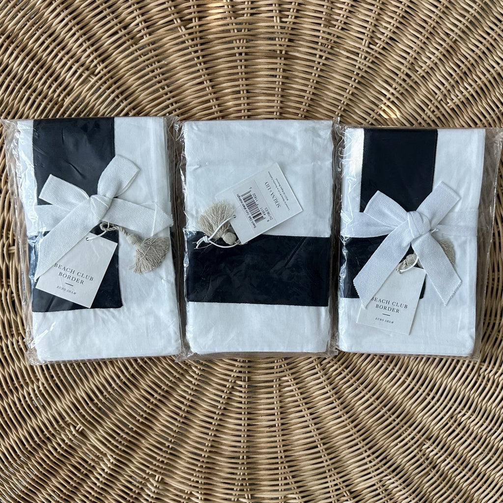 Beach Club Border Percale Euro Pillow Sham-Midnight Black