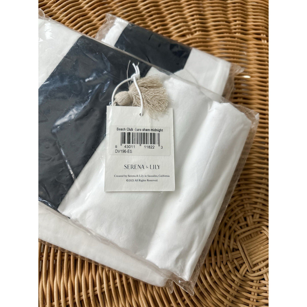 Beach Club Border Percale Euro Pillow Sham-Midnight Black