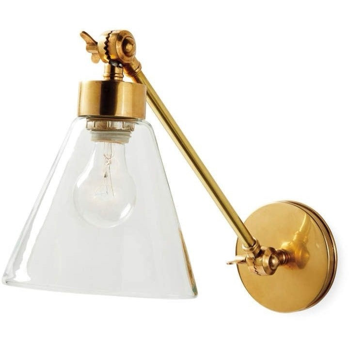 Claremont Wall Sconce-Brass Base/Glass Shade