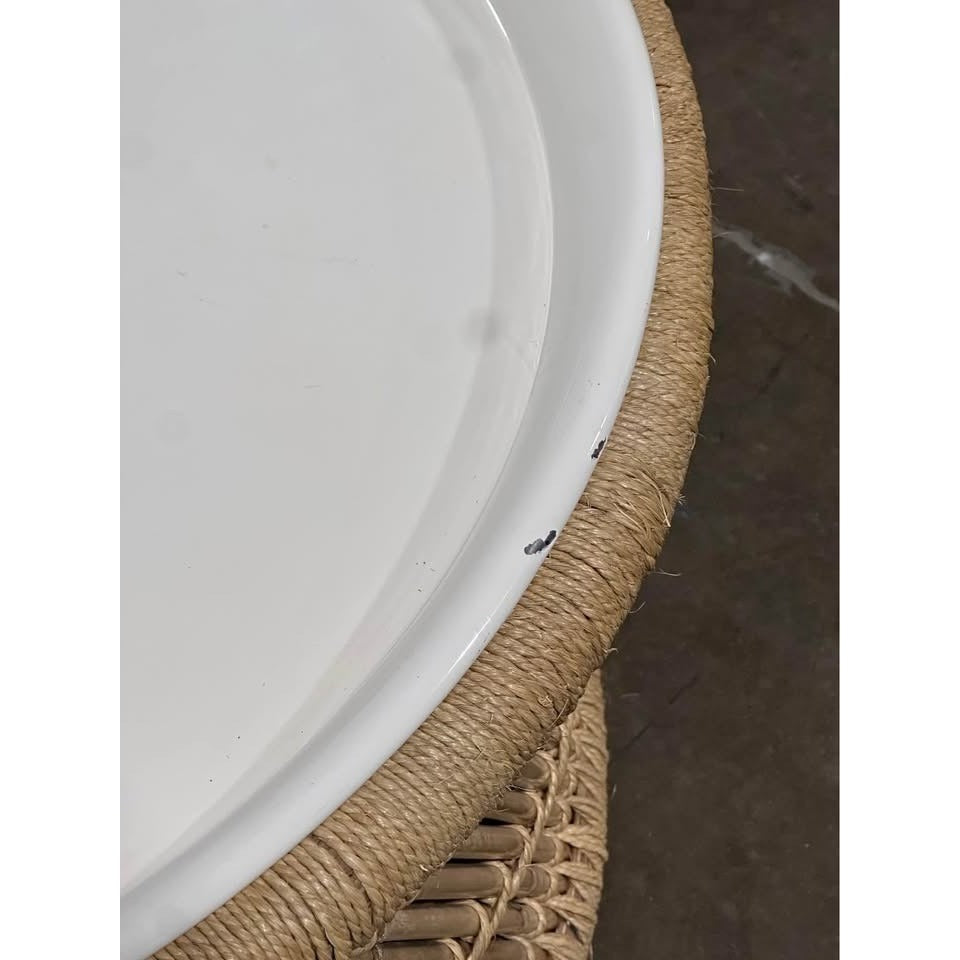 Market Bamboo Jute Coffee Table-White Tabletop