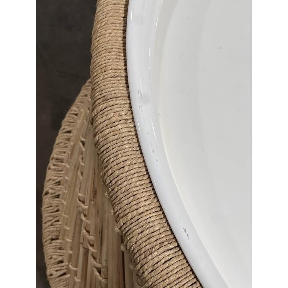 Market Bamboo Jute Coffee Table-White Tabletop