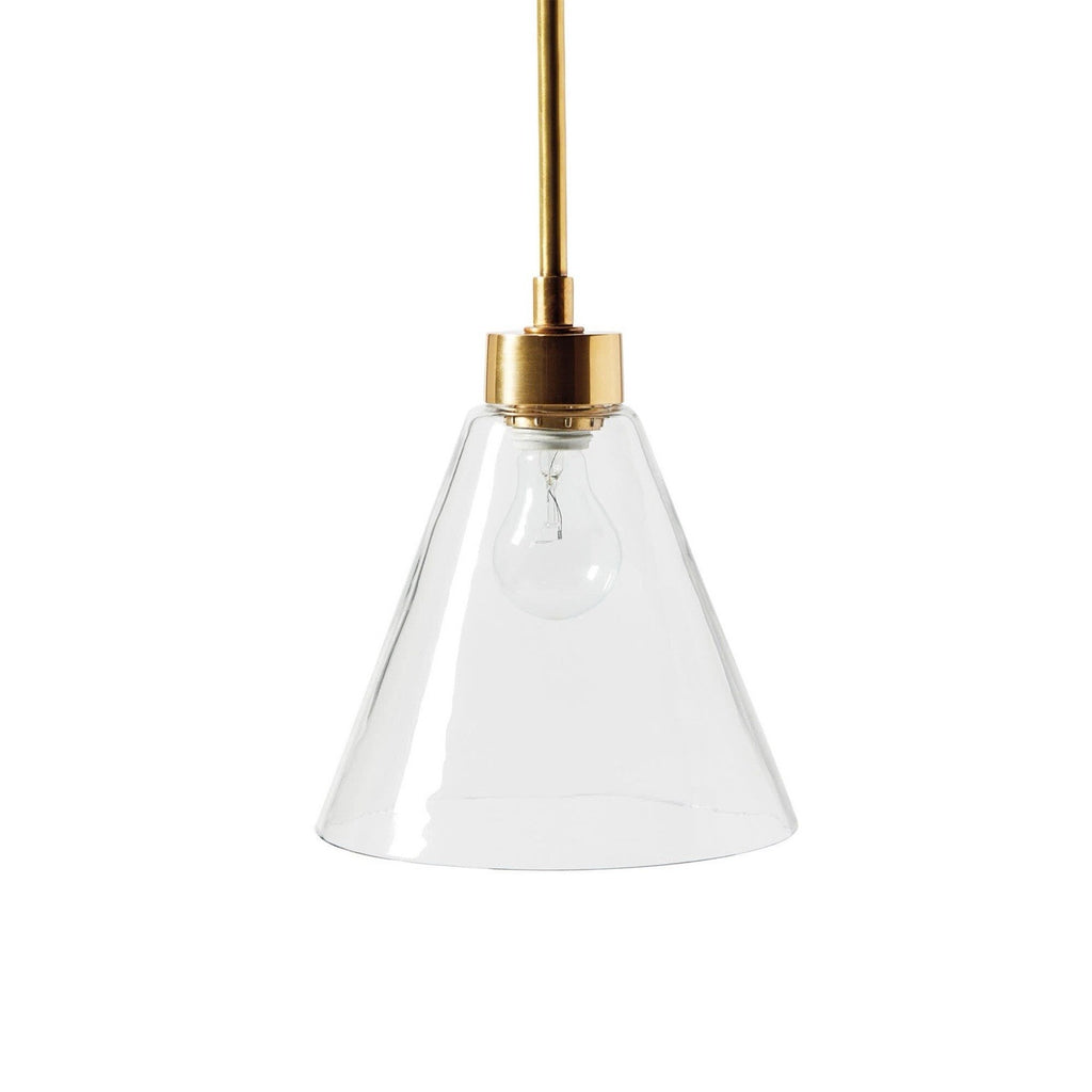 Claremont Small Pendant-Brass Adjustable Rod/Glass Shade