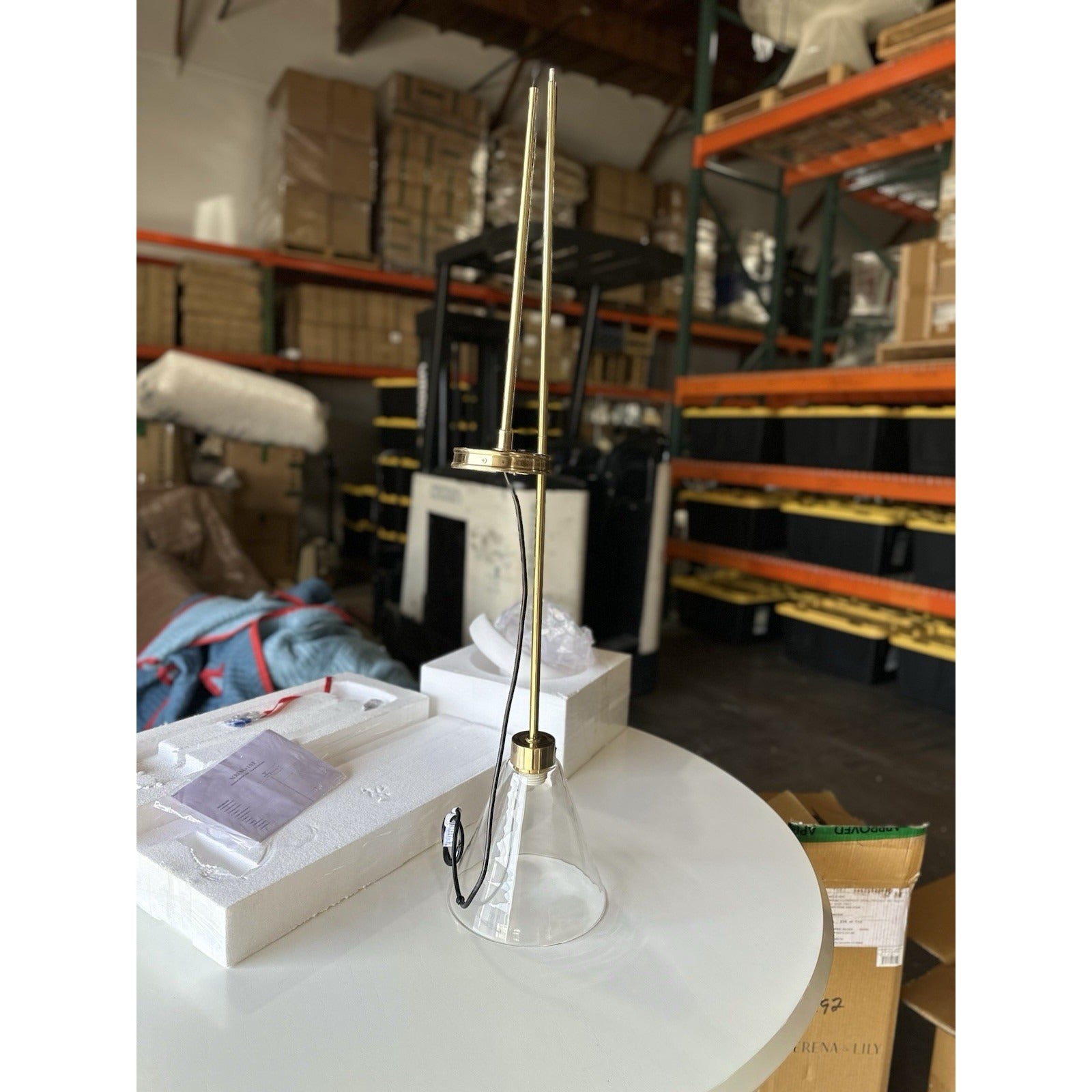 Claremont Small Pendant-Brass Adjustable Rod/Glass Shade