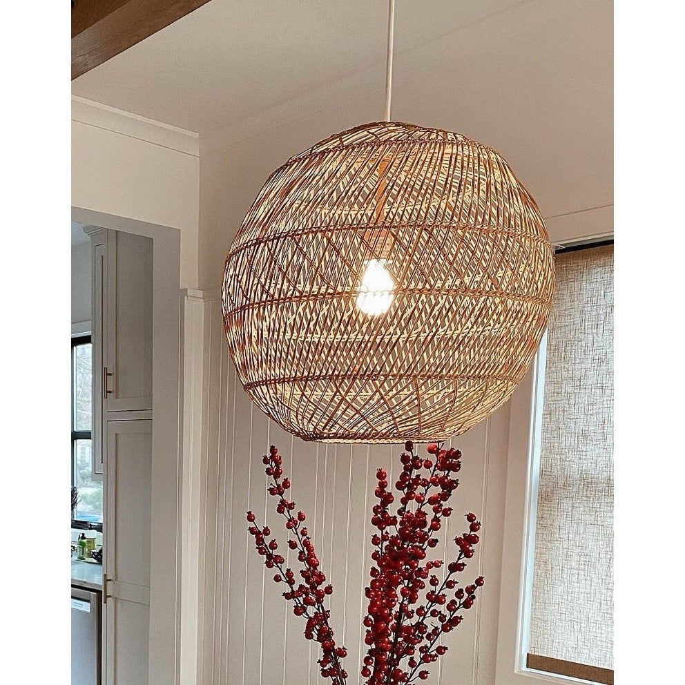 Headlands Rattan Round Pendant (20” DIAM)-Natural Brown