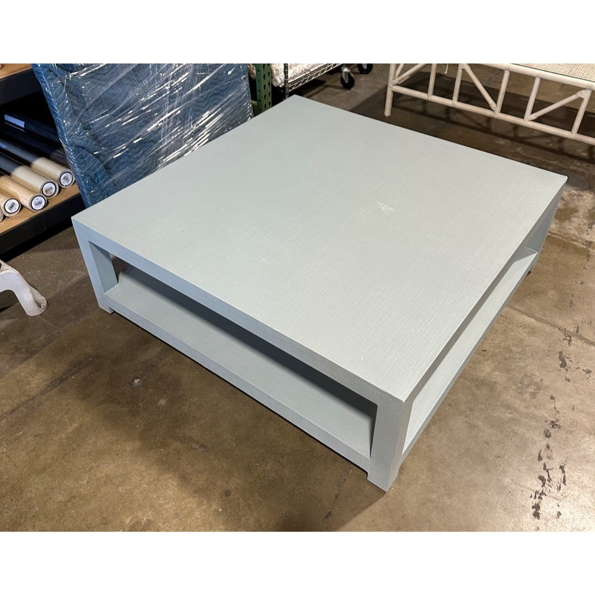 Driftway Painted Linen Square Coffee Table-Coastal Blue