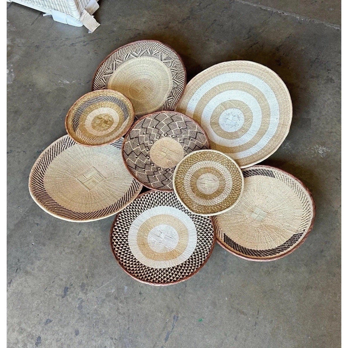 Del Sol Coastal Baskets (Set of 8)-Natural Brown/White/Gold